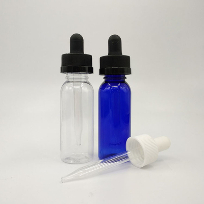 Logo personnalisé imprimé Bouteilles de gouttelettes en plastique transparentes lisses / Bottes de gouttelettes en plastique pour liquide