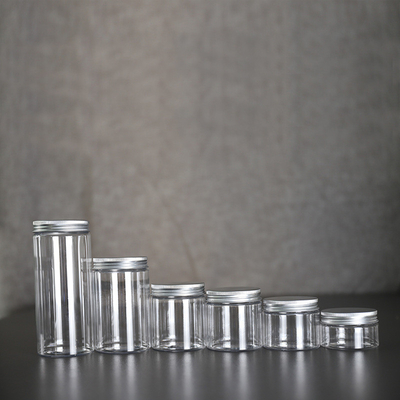 Pot de stockage cosmétique en plastique rond transparent avec couvercle