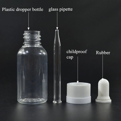Bouteille à gouttelette liquide transparente personnalisée / Bouteille liquide E avec couleur d'impression