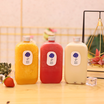 Bouteilles de thé au lait et à la boisson claires carrées et rondes avec vis étanche sur les couvercles