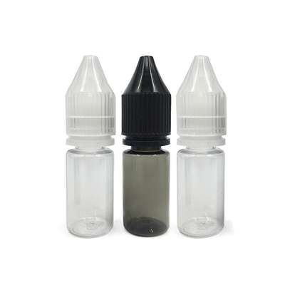 Bouteille liquide de 18 mm, taille du cou, ronde E, avec matériau transparent et bouchon étanche aux enfants