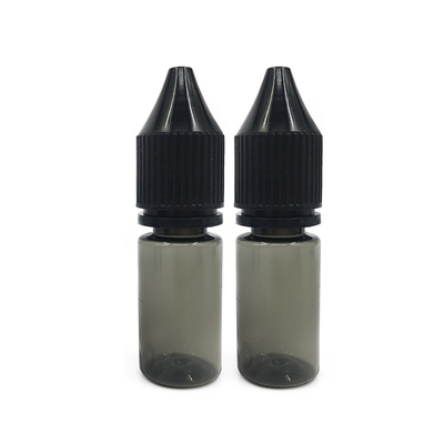 Bouteille liquide de 18 mm, taille du cou, ronde E, avec matériau transparent et bouchon étanche aux enfants
