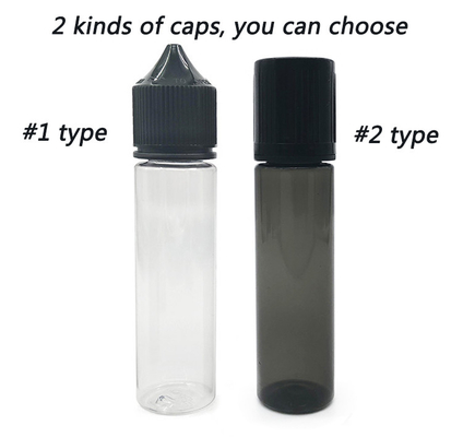 Bouteille de liquide E transparente de 60 ml, forme ronde, pour emballage de jus de vapeur
