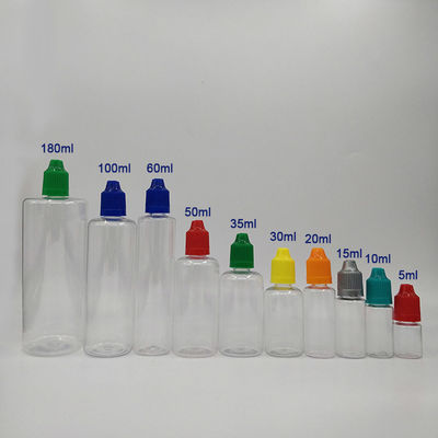 Bouteille de liquide de 18 mm de taille du cou, étanche aux enfants, de forme ronde et à surface de sérigraphie