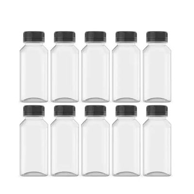 Bouteille de jus en vente chaude Bouteilles de jus carrées en plastique Bouteilles de jus en aluminium Bouchon carré plat Bouteilles de jus jetables pour animaux de compagnie de haute qualité