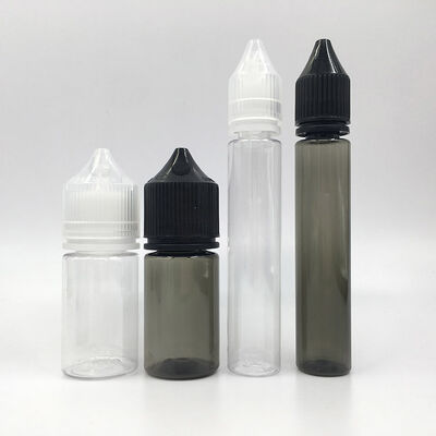 Bouteille de e-liquide en PET avec logo personnalisé dans des capacités de 10 ml, 15 ml, 30 ml, 40 ml, 60 ml, 80 ml, 100 ml, adaptée à diverses applications