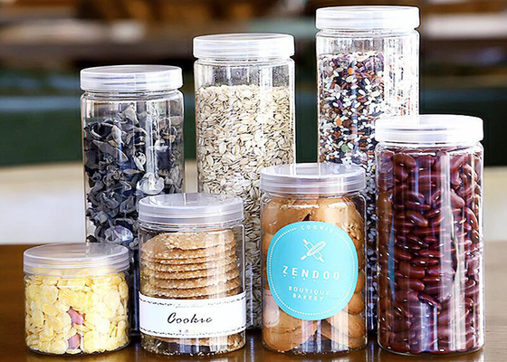 Pas de fuite 250 ml bocal en plastique pour les biscuits et les bonbons avec couvercle en aluminium