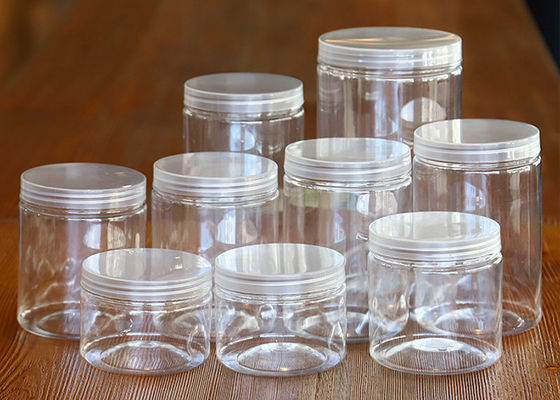 Jars en plastique personnalisées avec couvercles Jars en plastique transparentes Jars en plastique modernes avec un design populaire
