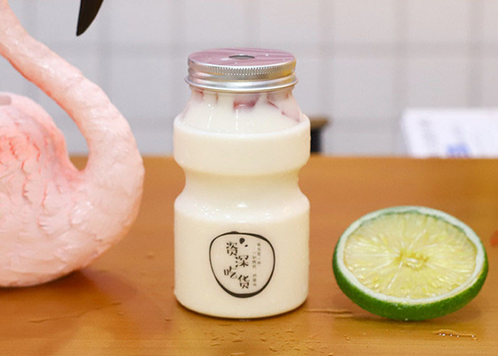Bouteille en plastique vide d'animal familier de thé de lait de couverture de trou de GV avec les chapeaux 350ML 500ML 700ML