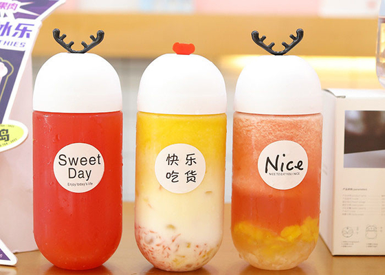 Calibre 68mm 500ml Juice Bottles jetable de plastique BPA libre