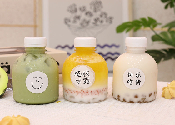 Bouteille de jus PET boisson en plastique transparent emballage vide bouteille enzyme de thé au lait avec couvercle