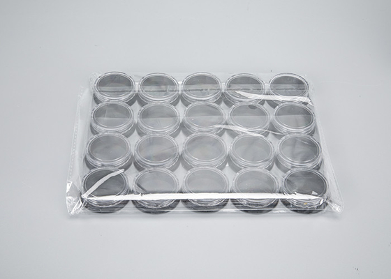 pot 3g cosmétique en plastique vide avec le maquillage minuscule de couvercles noirs