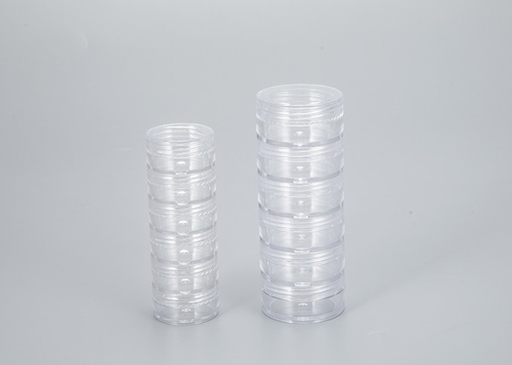 Récipient pour soins de la peau à remplissage répétitif en plastique rond