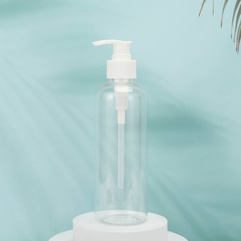Bouteilles de lotion en plastique PMMA ronde de forme personnalisable Collier en PET UV Cap électroplaté 250ml-500ml