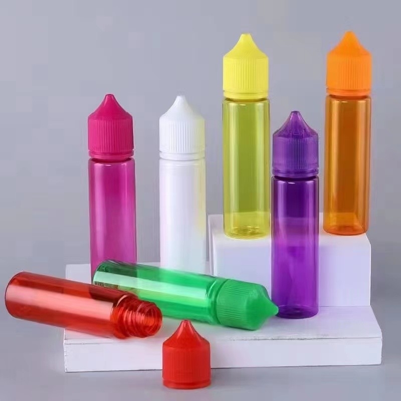 Bouteille de liquide E transparente ronde à l' épreuve des enfants avec logo personnalisé et couleur d'impression