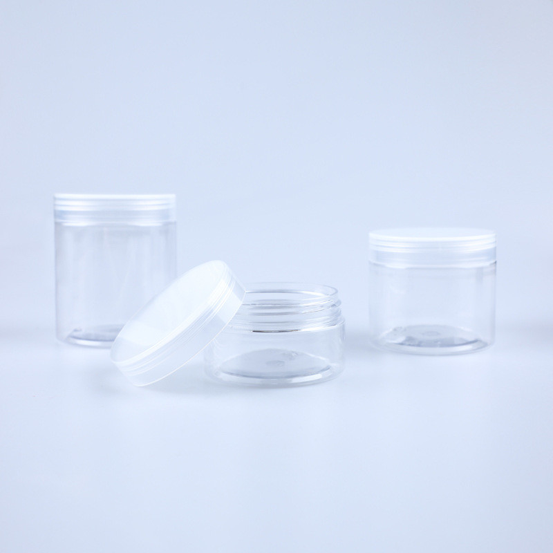 Bouteilles en plastique pour animaux de compagnie Contenant en plastique pour biscuits vide et clair avec couvercle en aluminium pour emballage alimentaire
