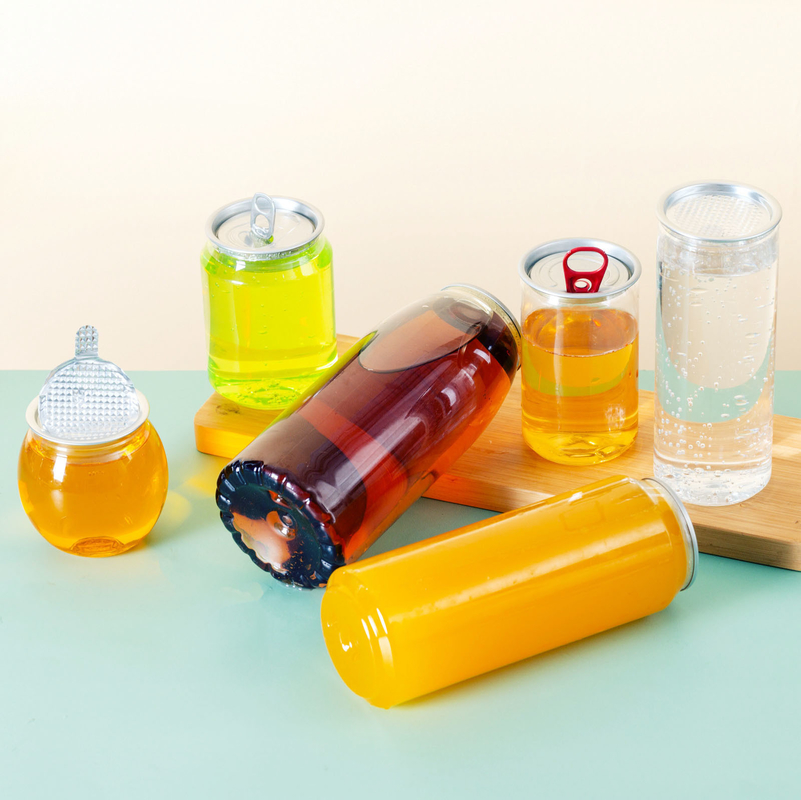Bouteilles de thé à lait en plastique isolé à l' épreuve des fuites, carrées, rondes, claires, vis sur couvercle 120 ml 250 ml 350 ml 500 ml