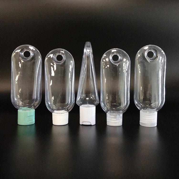 Bouteilles cosmétiques en plastique transparent avec collier en 30 ml, 50 ml et 60 ml