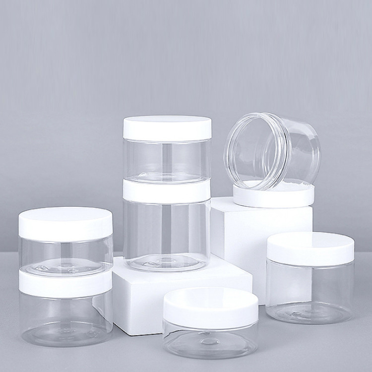 Jars transparentes en PET de 200 ml 250 ml 300 ml 500 ml à bouche large en PET avec couvercle en aluminium