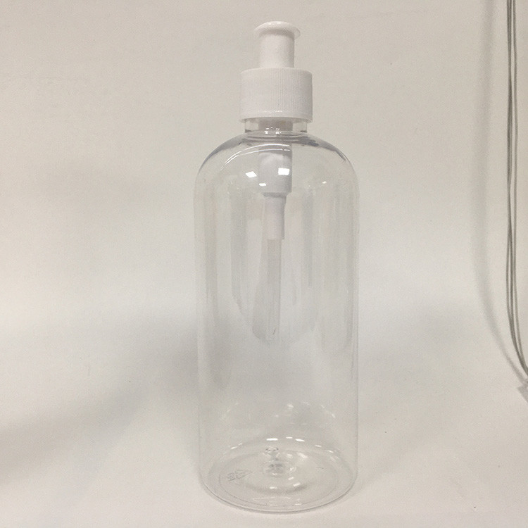 Bouteille en PET ronde rose réutilisable de 24 mm avec pompe et sérigraphie pour les cosmétiques