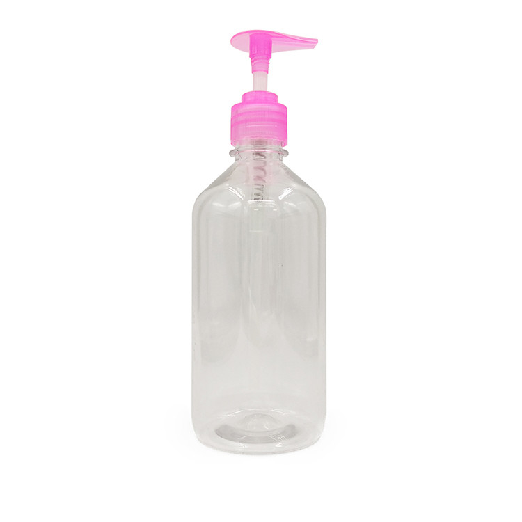 Bouteille de lotion PET en forme de cylindre rond avec bouchon de pompage à vis et finition du cou 24/410