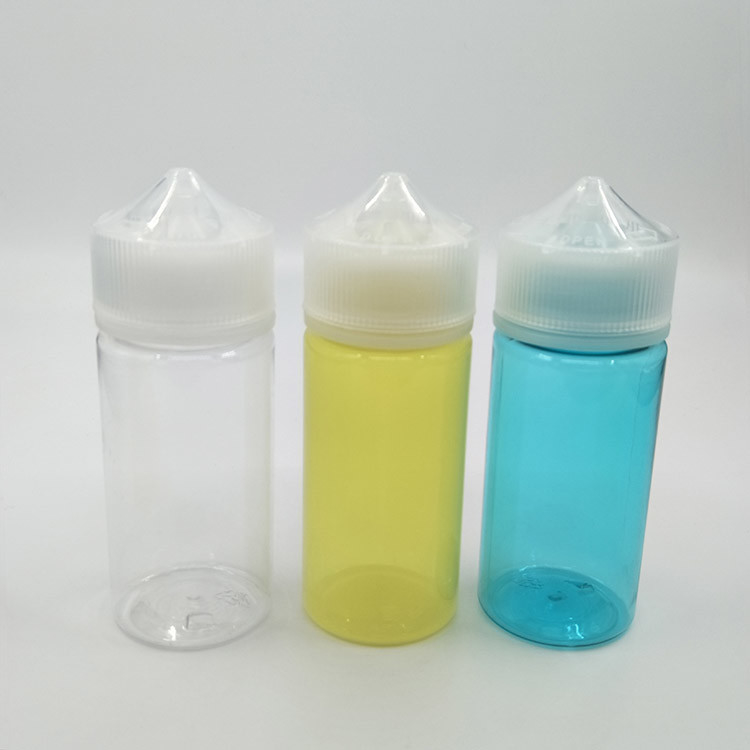 Bouteilles de liquide PET E transparentes et rondes personnalisées avec un capuchon à vis à l'épreuve des enfants
