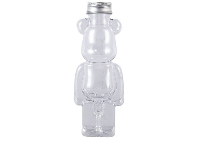 350ml 400ml 500ml 700ml Vente à chaud personnaliser pour animaux de compagnie Bouteille de jus en forme d'ours en plastique pour boissons avec bouchon et sangles